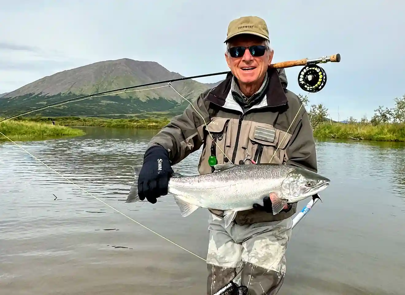 Anglers with Coho Salmon on a Goodnews River float fishing trip