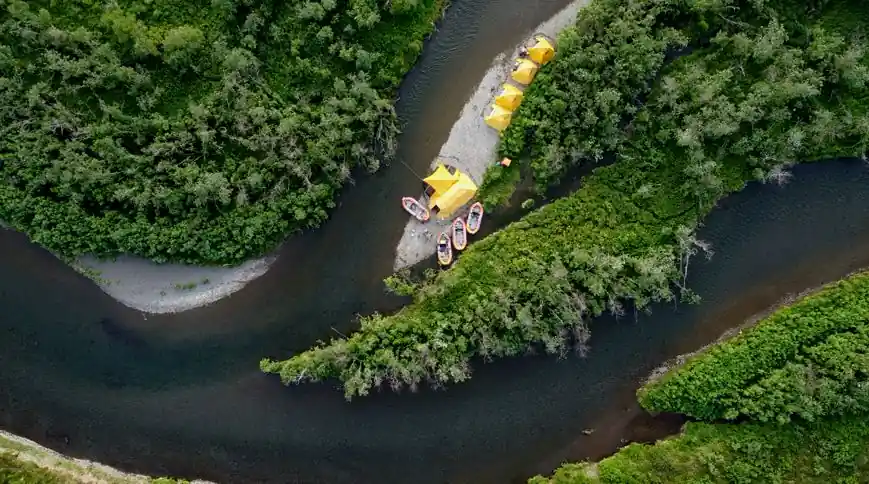 Aerial View — Wilderness Camp on the Goodnews River
