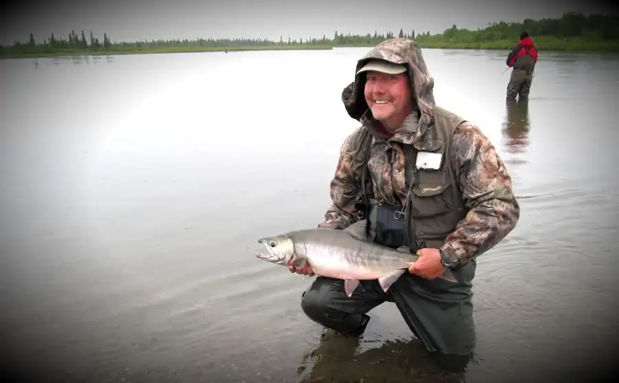 Happy Angler with Alagnak River Chum Salmon