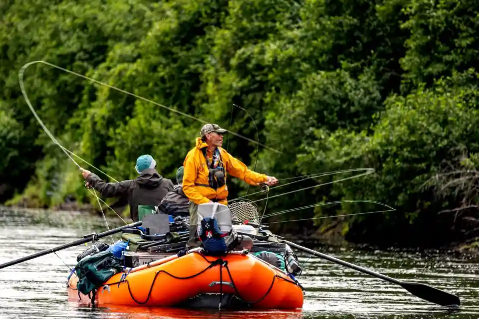 Flyfishers on Alaskas Goodnews river float fishing trip