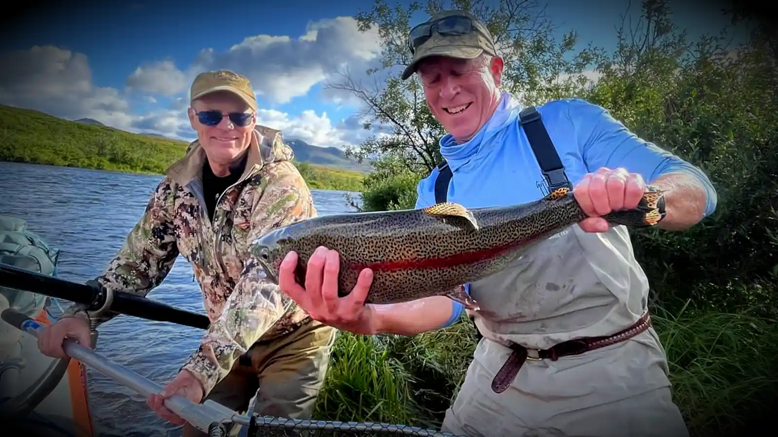Large rainbow trout from the Goodnews River during an August Alaska float-fishing trip.